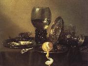 unknow artist oyster, rum and wine still life of the silver cup Spain oil painting artist